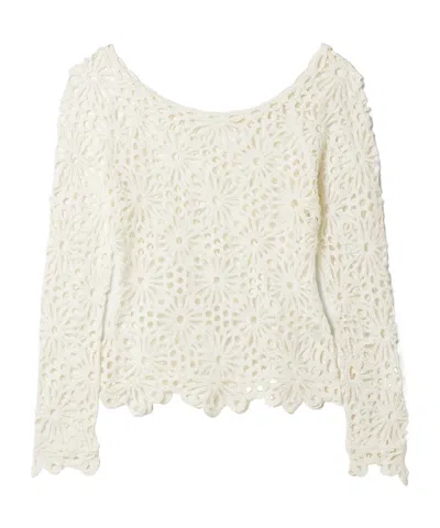 Norma Kamali Crocheted Cotton-blend Top In White