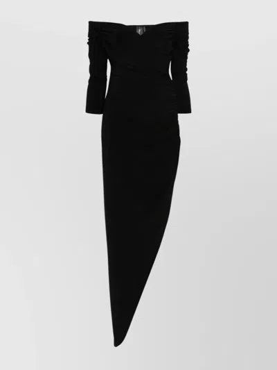 NORMA KAMALI OFF-SHOULDER RUCHED HEM GOWN