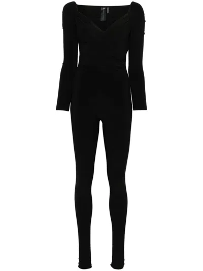 Norma Kamali Off Shoulder Sweetheart Catsuit In Black