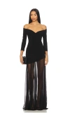 Norma Kamali Off Shoulder Sweetheart Combo Flared Gown In Black