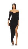 Norma Kamali Off Shoulder Sweetheart Side Drape Gown In Black