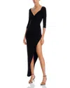 Norma Kamali Asymmetric Draped Jersey Stretch Dress In In Black