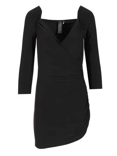 Norma Kamali Draped Off-shoulder Mini Dress In Black