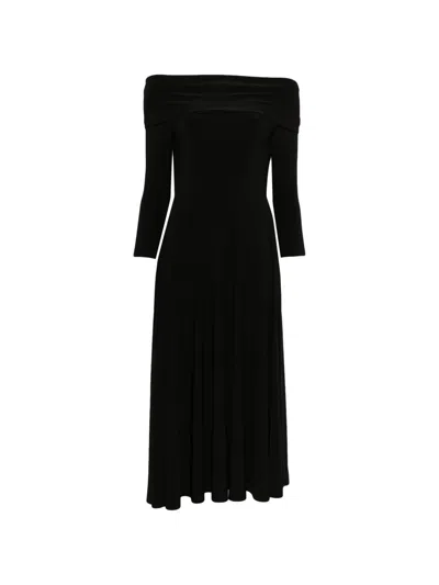 Norma Kamali Off-shoulder Long-sleeve Midi Dress In Black