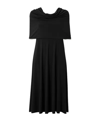 Norma Kamali Off-the-shoulder Jersey Midi Dress In Black