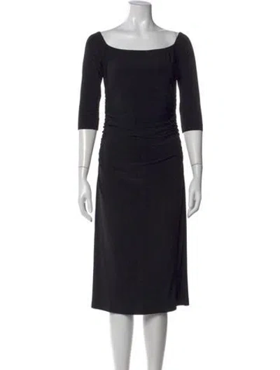 Pre-owned Norma Kamali Off-the-shoulder Knee-length Dress In Black