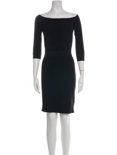 Pre-owned Norma Kamali Off-the-shoulder Knee-length Dress In Black