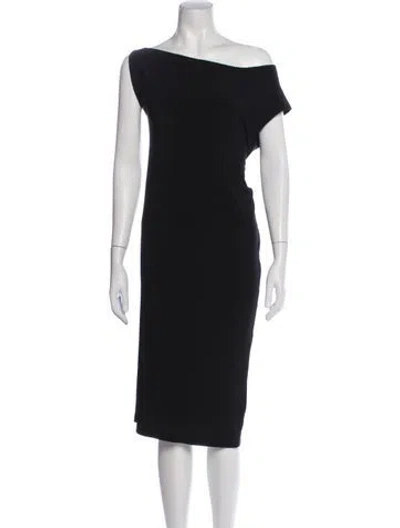 Pre-owned Norma Kamali Off-the-shoulder Knee-length Dress In Blue