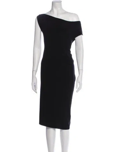 Pre-owned Norma Kamali Off-the-shoulder Knee-length Dress In Blue