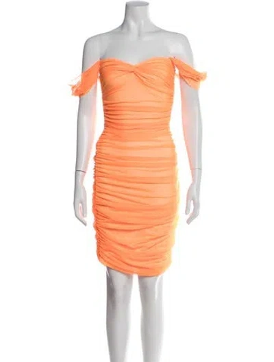 Pre-owned Norma Kamali Off-the-shoulder Knee-length Dress In Orange