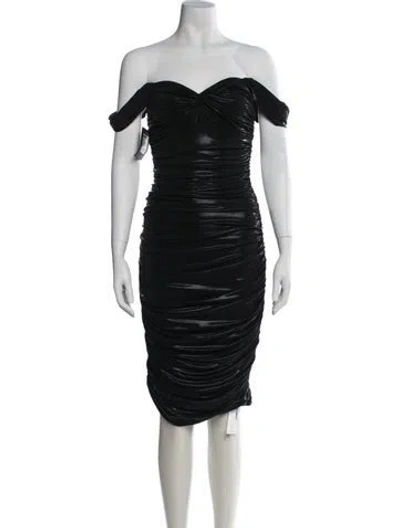 Pre-owned Norma Kamali Off-the-shoulder Knee-length Dress W/ Tags In Black