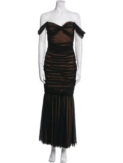 Pre-owned Norma Kamali Off-the-shoulder Long Dress In Black