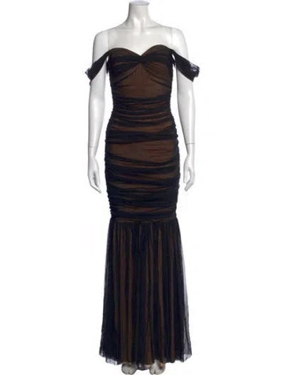 Pre-owned Norma Kamali Off-the-shoulder Long Dress In Black