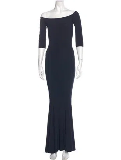 Pre-owned Norma Kamali Off-the-shoulder Long Dress In Blue