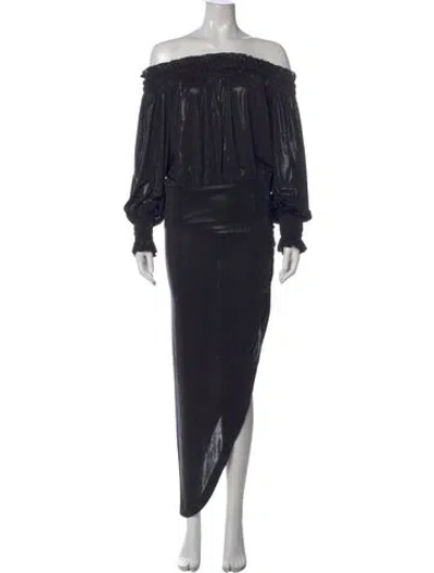 Pre-owned Norma Kamali Off-the-shoulder Long Dress W/ Tags In Black