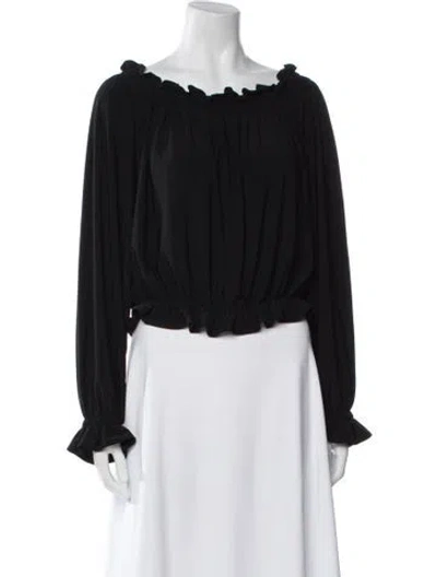 Pre-owned Norma Kamali Off-the-shoulder Long Sleeve Blouse In Black