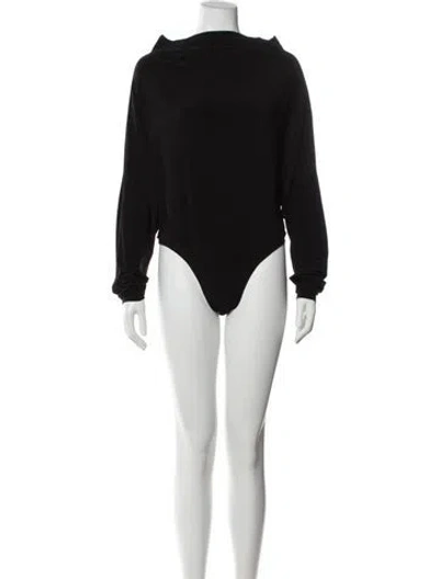 Pre-owned Norma Kamali Off-the-shoulder Long Sleeve Bodysuit In Black