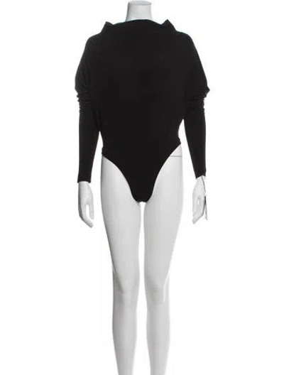 Pre-owned Norma Kamali Off-the-shoulder Long Sleeve Bodysuit W/ Tags In Blue