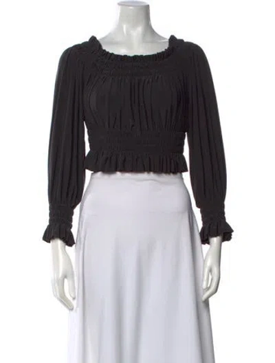 Pre-owned Norma Kamali Off-the-shoulder Long Sleeve Crop Top In Black