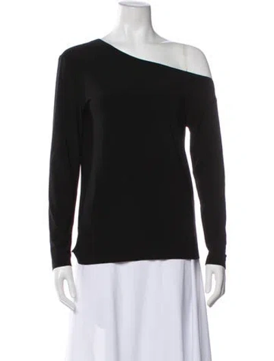 Pre-owned Norma Kamali Off-the-shoulder Long Sleeve Top In Black
