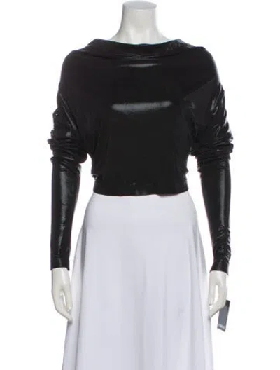 Pre-owned Norma Kamali Off-the-shoulder Long Sleeve Top In Black