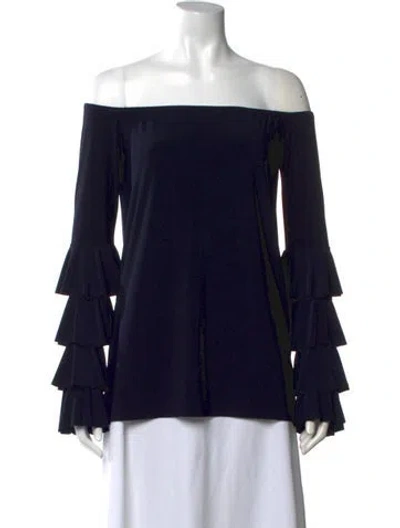 Pre-owned Norma Kamali Off-the-shoulder Long Sleeve Top In Black