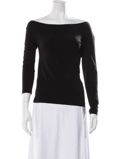 Pre-owned Norma Kamali Off-the-shoulder Long Sleeve Top In Black