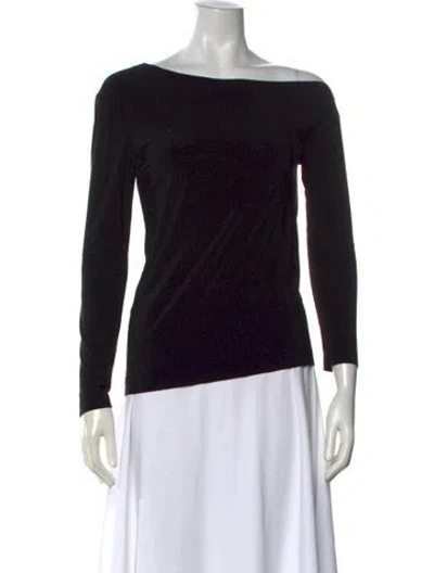 Pre-owned Norma Kamali Off-the-shoulder Long Sleeve Top In Black