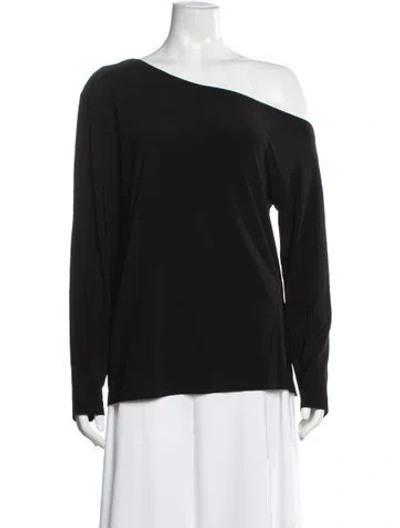 Pre-owned Norma Kamali Off-the-shoulder Long Sleeve Top In Black