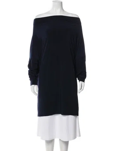 Pre-owned Norma Kamali Off-the-shoulder Long Sleeve Top In Blue