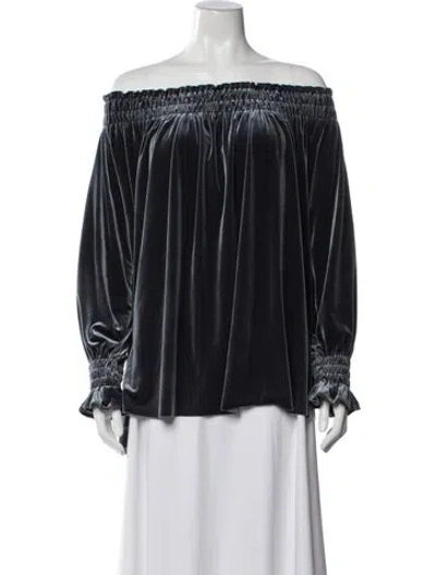 Pre-owned Norma Kamali Off-the-shoulder Long Sleeve Top In Neutral