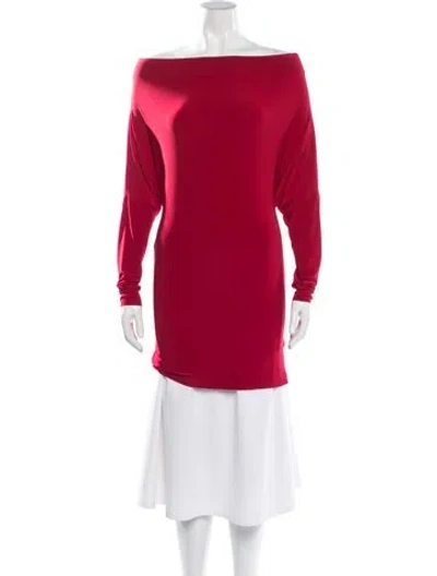 Pre-owned Norma Kamali Off-the-shoulder Long Sleeve Top In Red