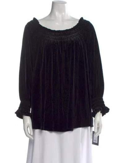 Pre-owned Norma Kamali Off-the-shoulder Long Sleeve Top W/ Tags In Black