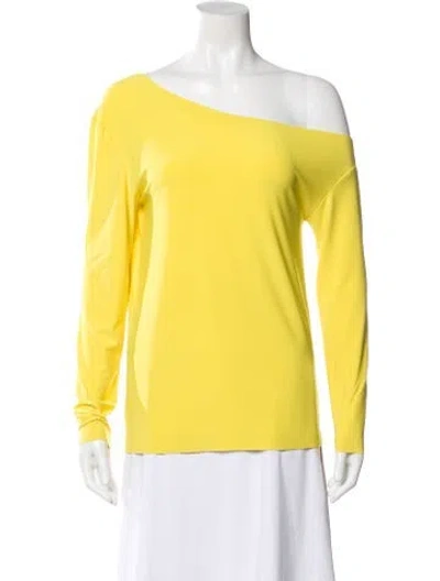 Pre-owned Norma Kamali Off-the-shoulder Long Sleeve Top In Yellow