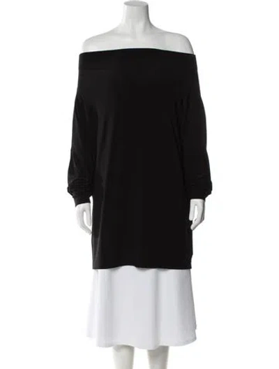 Pre-owned Norma Kamali Off-the-shoulder Long Sleeve Tunic In Black