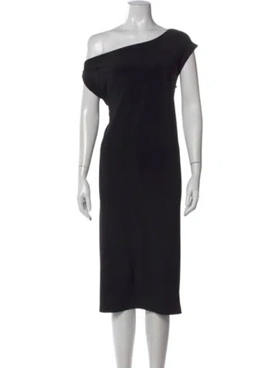 Pre-owned Norma Kamali Off-the-shoulder Midi Length Dress In Black