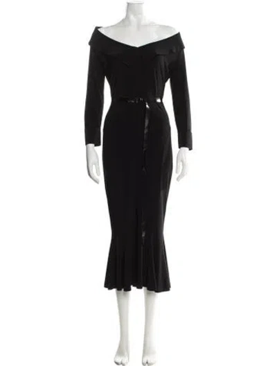 Pre-owned Norma Kamali Off-the-shoulder Midi Length Dress In Black