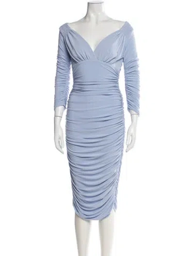 Pre-owned Norma Kamali Off-the-shoulder Midi Length Dress In Blue