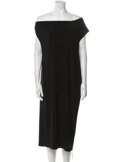 Pre-owned Norma Kamali Off-the-shoulder Midi Length Dress W/ Tags In Black
