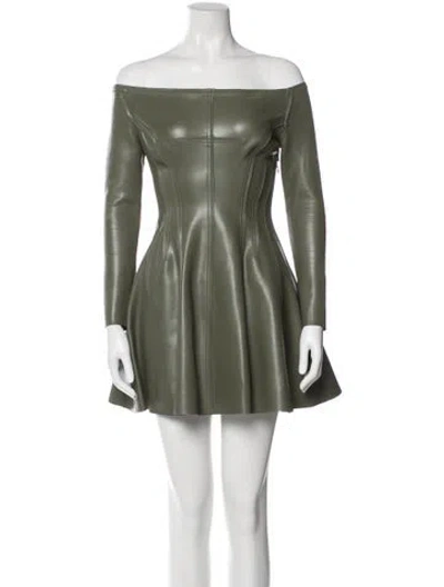 Pre-owned Norma Kamali Off-the-shoulder Mini Dress In Green