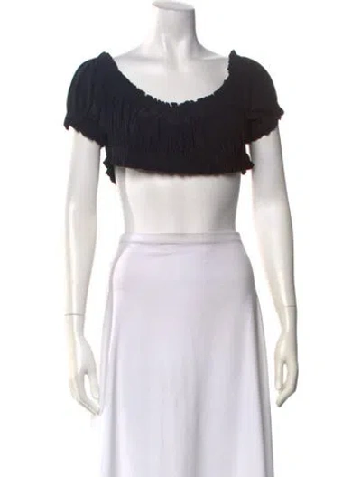 Pre-owned Norma Kamali Off-the-shoulder Short Sleeve Crop Top W/ Tags In Black