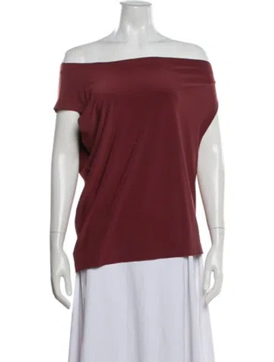 Pre-owned Norma Kamali Off-the-shoulder Short Sleeve Top In Red