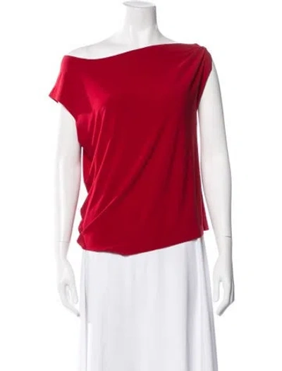 Pre-owned Norma Kamali Off-the-shoulder Short Sleeve Top In Red