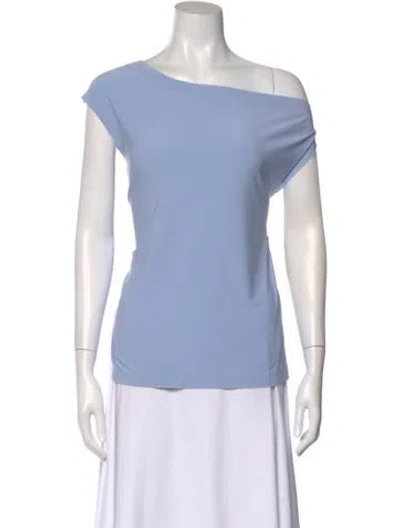 Pre-owned Norma Kamali Off-the-shoulder Short Sleeve Top W/ Tags In Blue