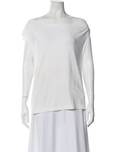Pre-owned Norma Kamali Off-the-shoulder Short Sleeve Top In White