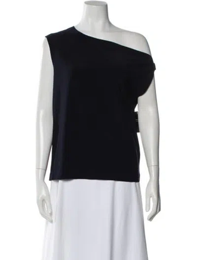 Pre-owned Norma Kamali Off-the-shoulder Sleeveless Top In Blue