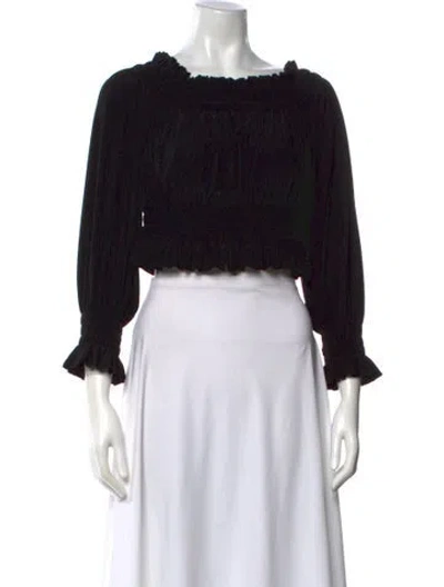 Pre-owned Norma Kamali Off-the-shoulder Three-quarter Sleeve Crop Top W/ Tags In Black