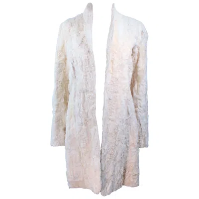 Pre-owned Norma Kamali Omo Off White Lamb Fur Coat Size 4 6