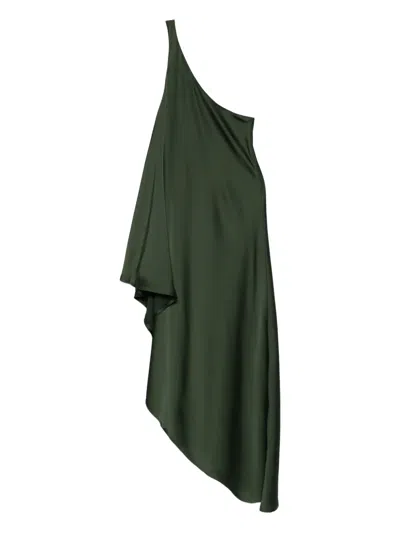 Norma Kamali One-shoulder Diagonal Dress In Green