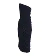 Norma Kamali Diana Ruched One-shoulder Maxi Dress In Blue
